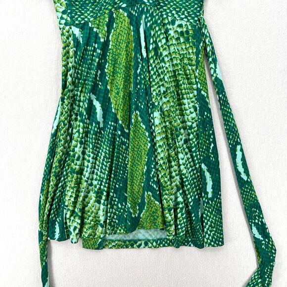 DIANE VON FURSTENBERG Suron Python Wrap Dress Womens 8 Green Sleeveless Vneck - Picture 9 of 13